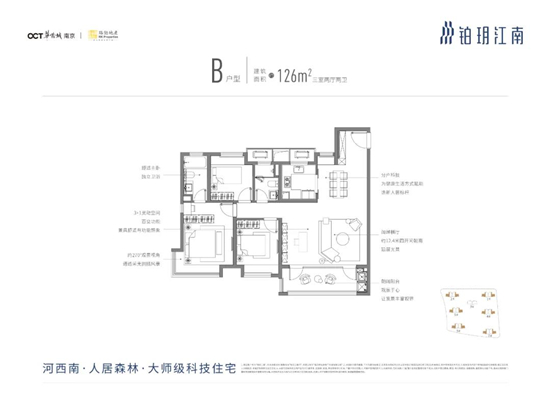 铂玥江南126㎡户型图